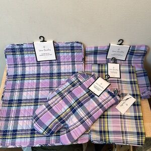 Vera Bradley Bundle Amethyst Plaid - Placemats, Dish Towels, Potholders…
